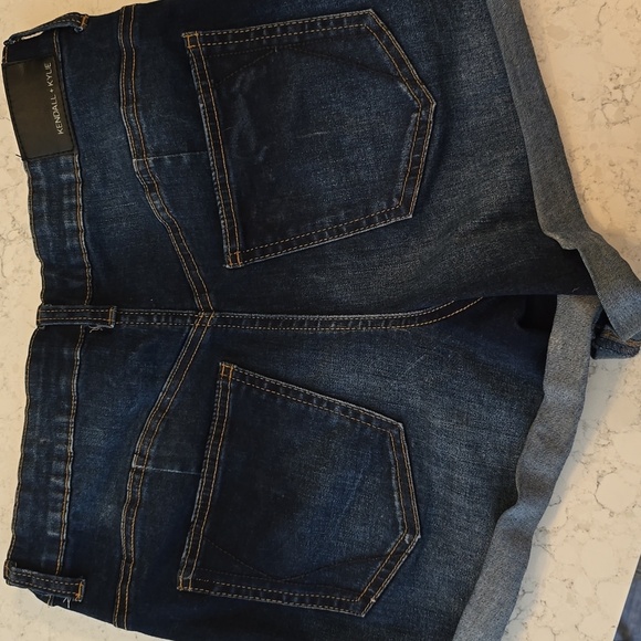 Kendall & Kylie Blue Jean Shorts Distressed Cuffed Hem - Picture 3 of 4